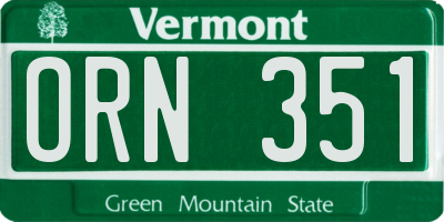 VT license plate ORN351