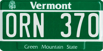 VT license plate ORN370