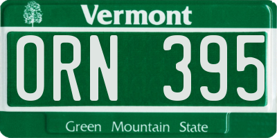 VT license plate ORN395