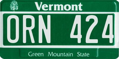 VT license plate ORN424