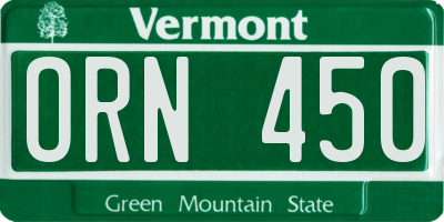 VT license plate ORN450