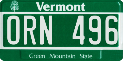 VT license plate ORN496