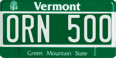 VT license plate ORN500