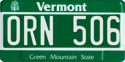 VT license plate ORN506