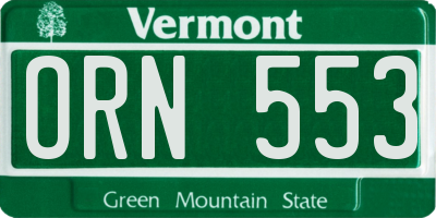 VT license plate ORN553