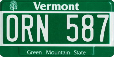 VT license plate ORN587