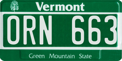 VT license plate ORN663