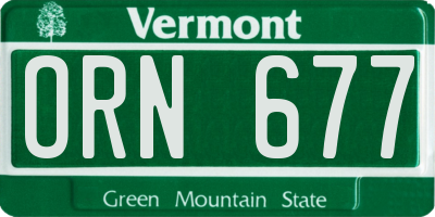 VT license plate ORN677