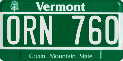 VT license plate ORN760
