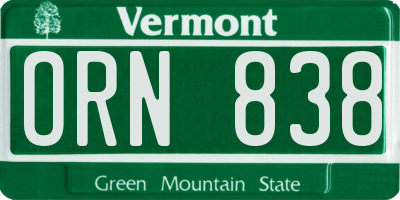 VT license plate ORN838