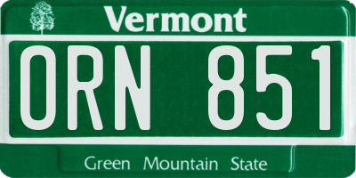 VT license plate ORN851