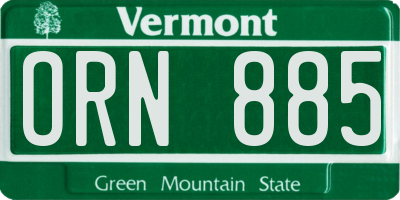 VT license plate ORN885