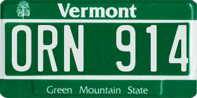 VT license plate ORN914