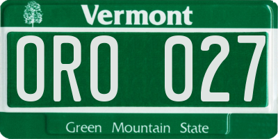 VT license plate ORO027