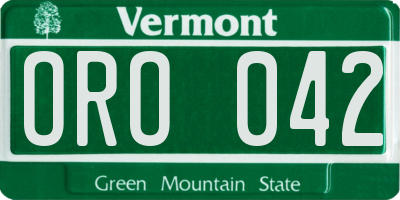 VT license plate ORO042