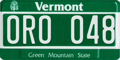 VT license plate ORO048