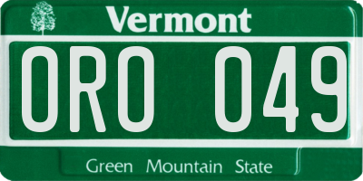 VT license plate ORO049