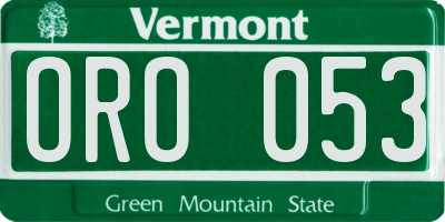 VT license plate ORO053