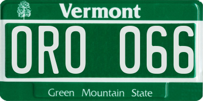 VT license plate ORO066