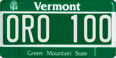 VT license plate ORO100