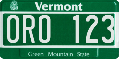 VT license plate ORO123
