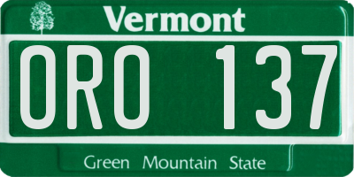 VT license plate ORO137