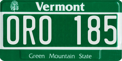 VT license plate ORO185