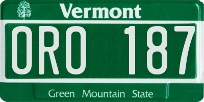 VT license plate ORO187