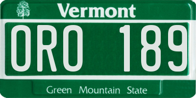 VT license plate ORO189