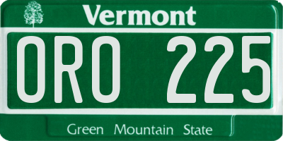 VT license plate ORO225