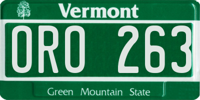 VT license plate ORO263