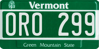 VT license plate ORO299