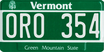 VT license plate ORO354