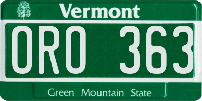 VT license plate ORO363
