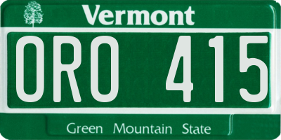 VT license plate ORO415