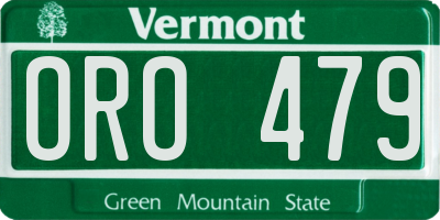 VT license plate ORO479
