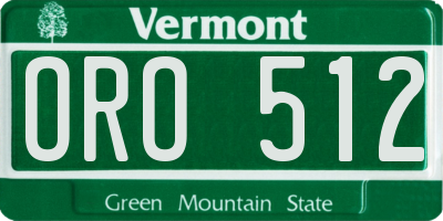 VT license plate ORO512