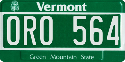 VT license plate ORO564