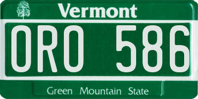 VT license plate ORO586