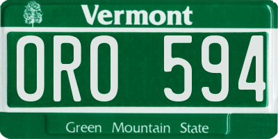 VT license plate ORO594