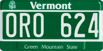 VT license plate ORO624