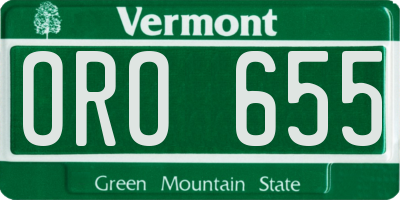 VT license plate ORO655