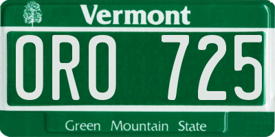 VT license plate ORO725