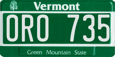 VT license plate ORO735