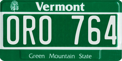 VT license plate ORO764
