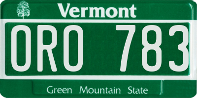 VT license plate ORO783