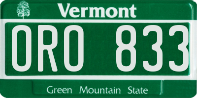 VT license plate ORO833