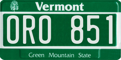 VT license plate ORO851