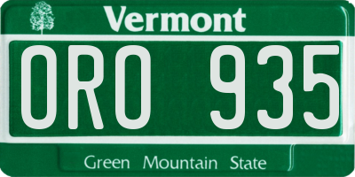 VT license plate ORO935