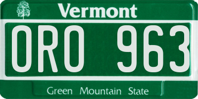 VT license plate ORO963